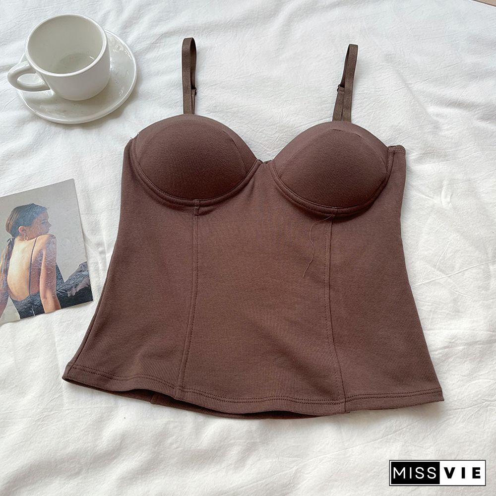 Tanks Crop Top Women Corset Tops Built In Bra Camis For Woman Sexy Cropped Feminino Dropshipping