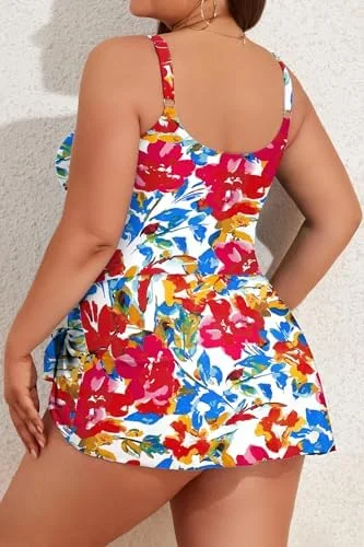 Plus Size Tummy Control Swimdress for Women One Piece