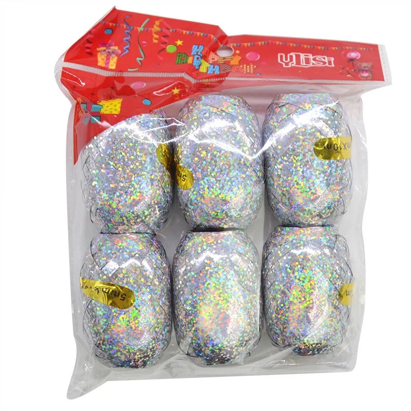 6pcs 5mm*10m Balloon Rope Foil Balloon Laser White Rose Gold Ribbon Wedding Birthday Party Decoration Air Balloon Wrapping Tap