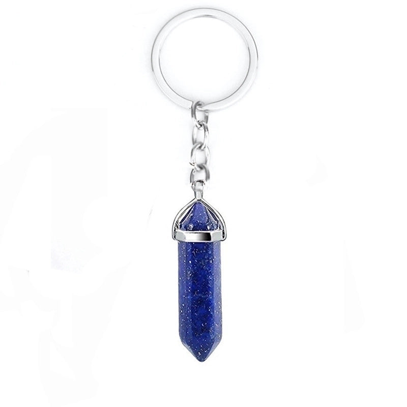 Retro Geometric Alloy Plating Natural Stone Women’s Bag Pendant Keychain