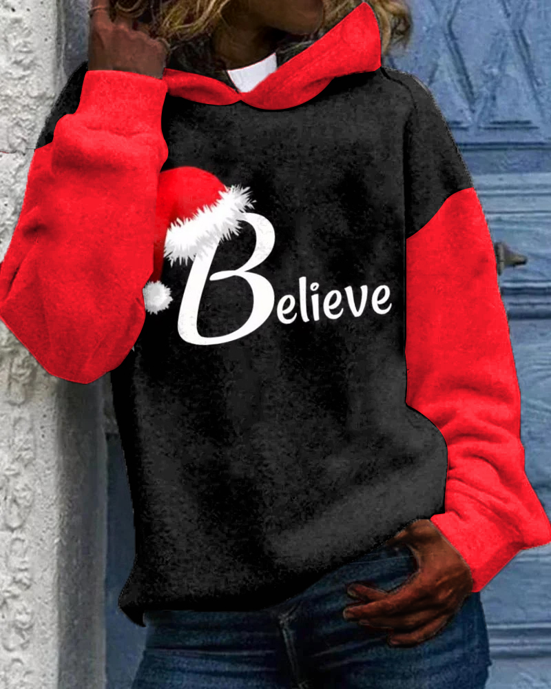 Believe in Santa Hat Long-sleeved Hoodie