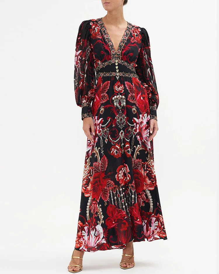 Shaped Waistband Dress With Gathered Sleeves