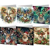 (US Only)6PCS DIY Christmas Elk Diamond Art Greeting Cards Congratulations Cards & Gifts