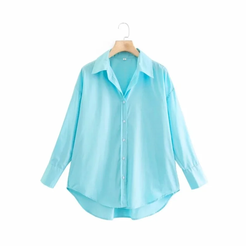 Summer Women Turndown Collar Yellow Loose Blouse Female Long Sleeve Shirt Casual Lady Tops Blusas S8868