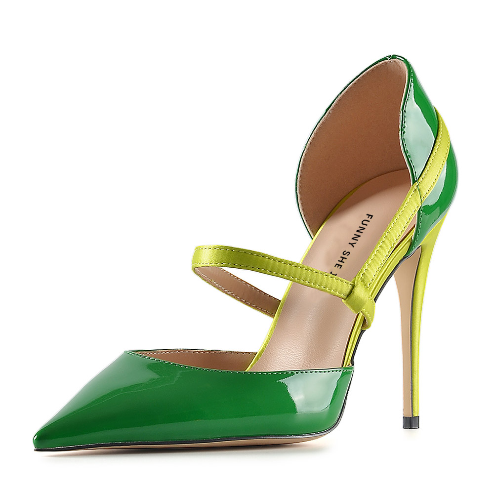 Pointed Toe Sandals Patent Leather Pumps Stiletto Heels