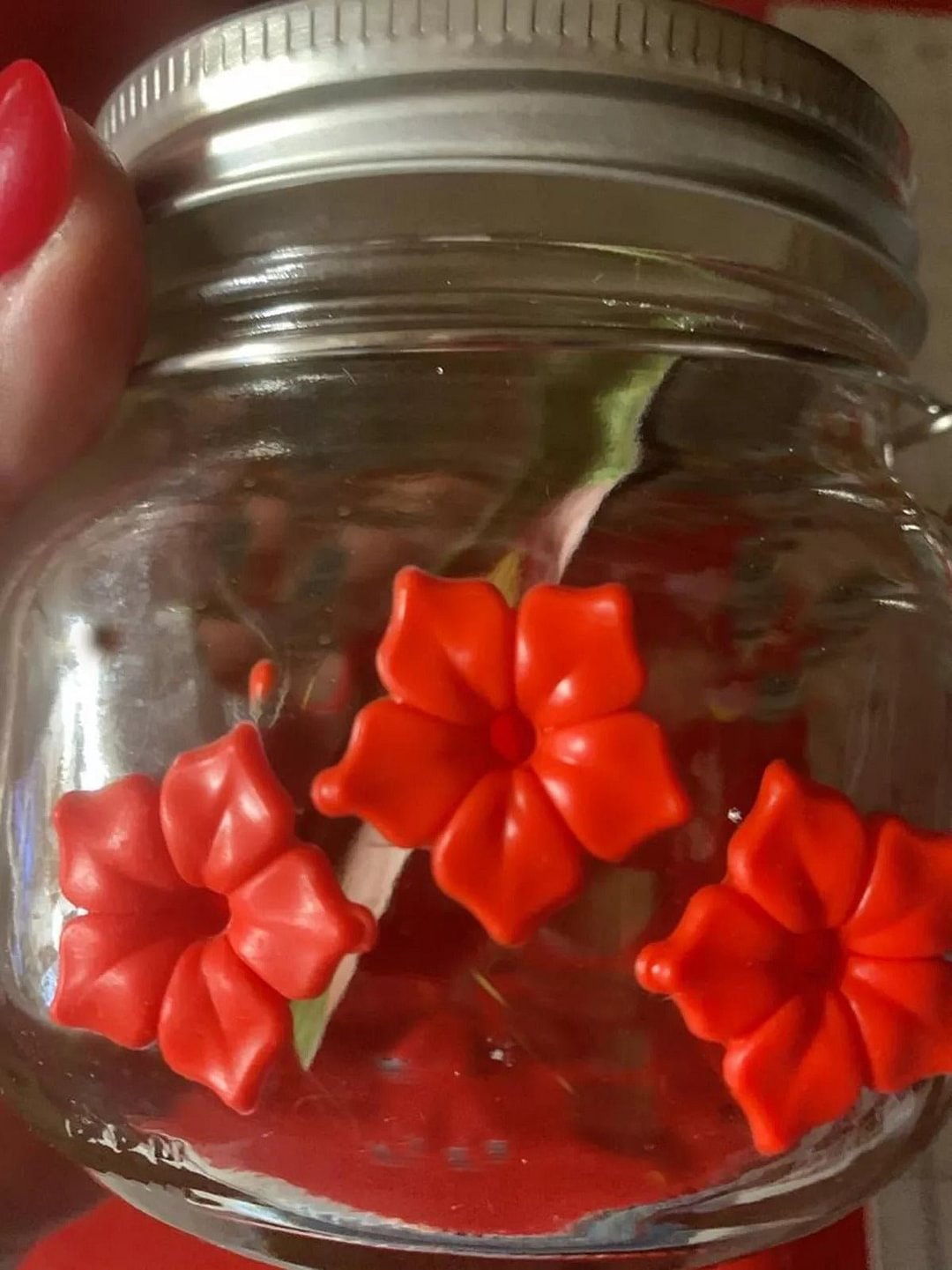 Beautiful Mason Jar Hummingbird Feeder with Three Ports