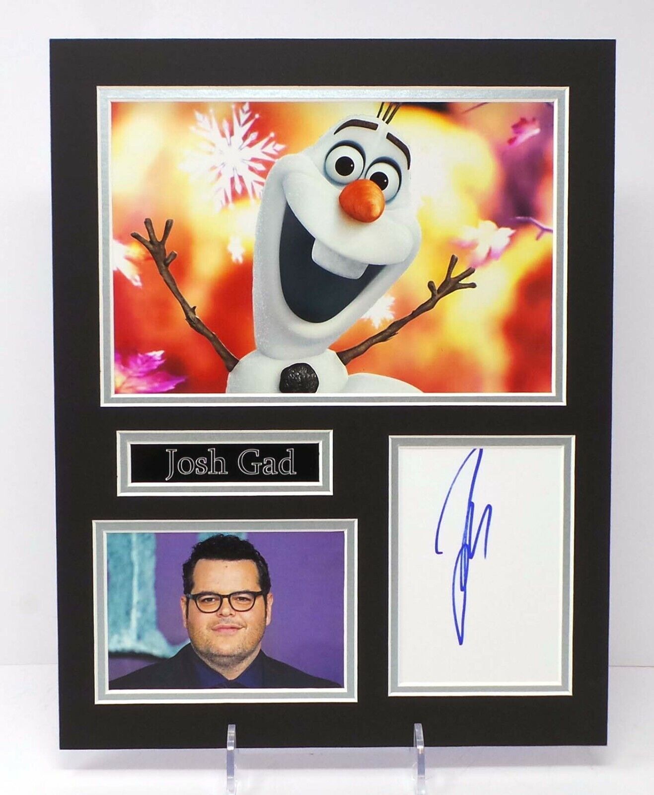 Josh GAD Signed & Mounted Olaf FROZEN Disney Film Photo Poster painting Display 2 AFTAL RD COA