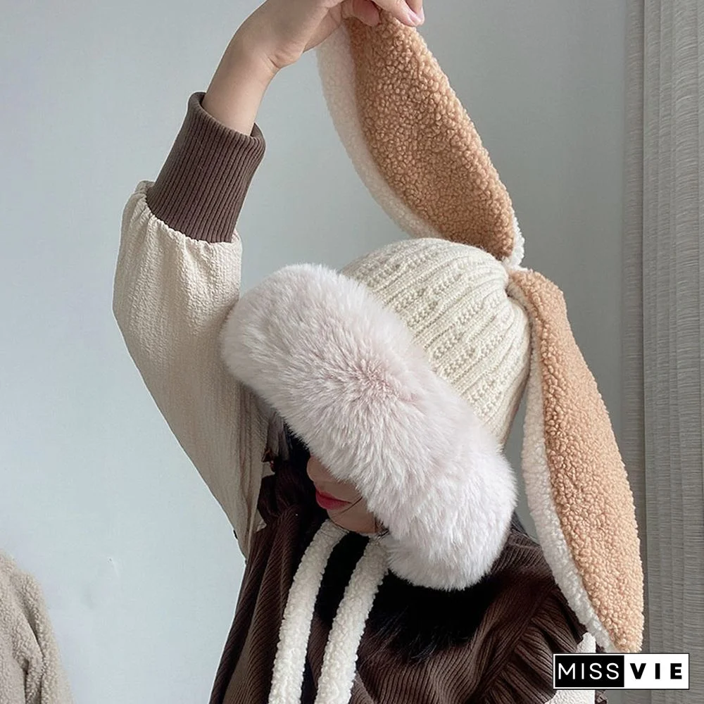 Cartoon Bunny Ears Fleece Hat