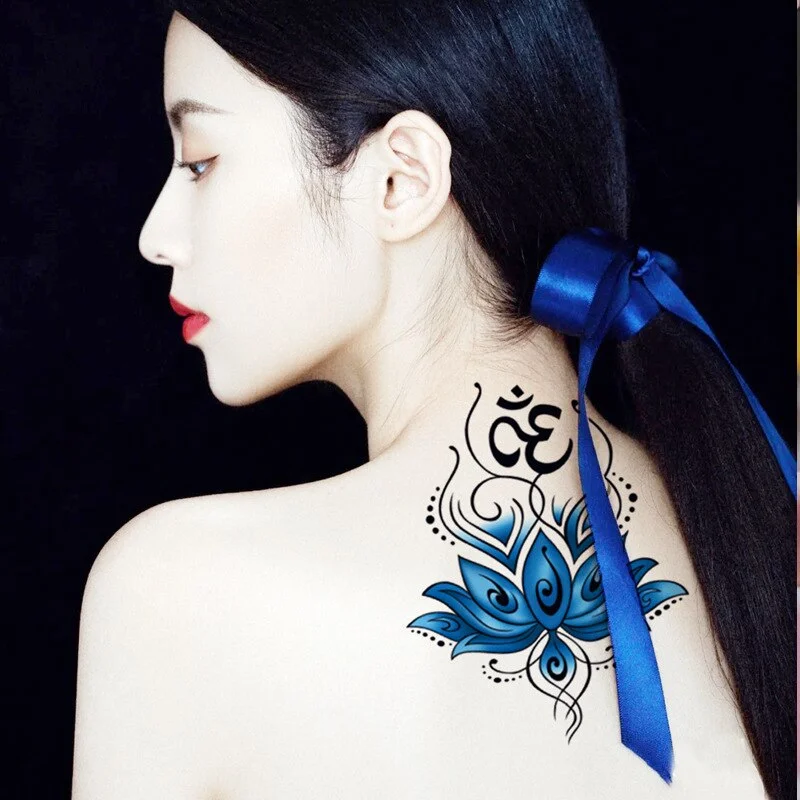 Waterproof Temporary Tattoo Sticker Lion King Clock Tiger Pattern Fake Tatto Black Body Art for Women Men Tattoo Sticker