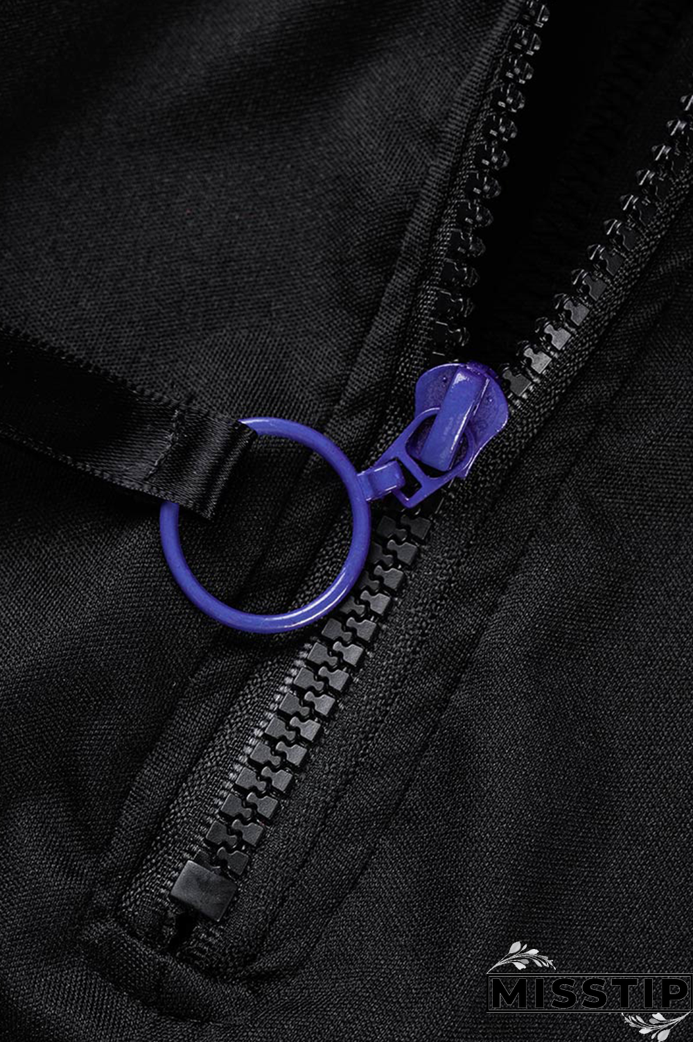 Pink Street Solid Hollowed Out Zipper Collar Long Sleeve Two Pieces