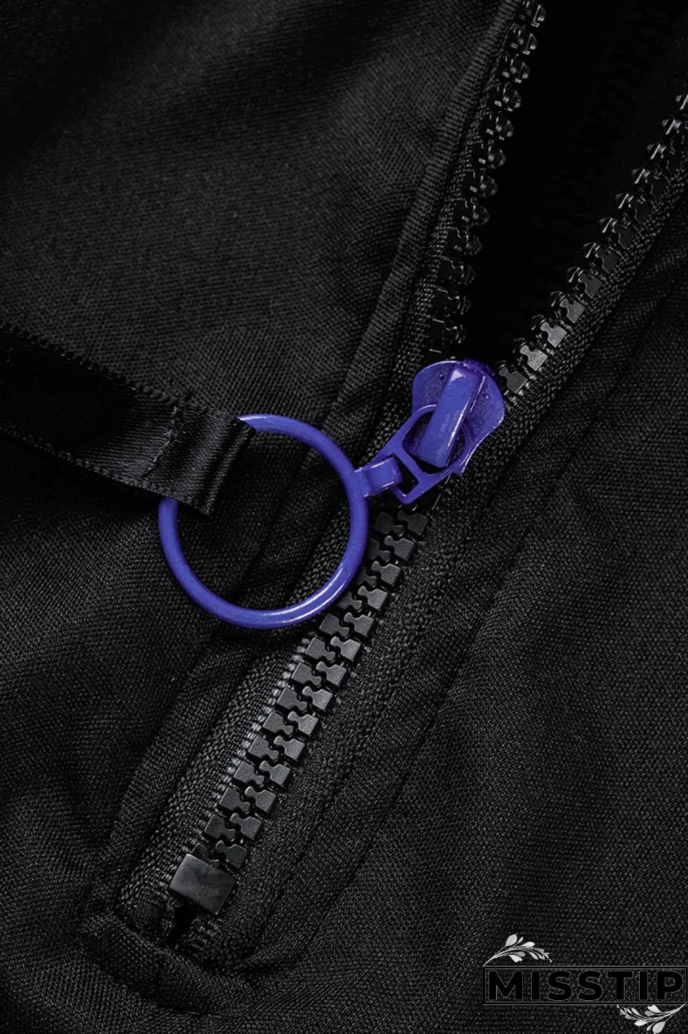 Pink Street Solid Hollowed Out Zipper Collar Long Sleeve Two Pieces