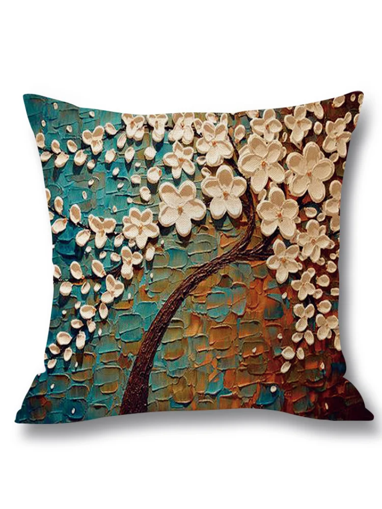 Floral Tree Oil Painting Art Pillowcase