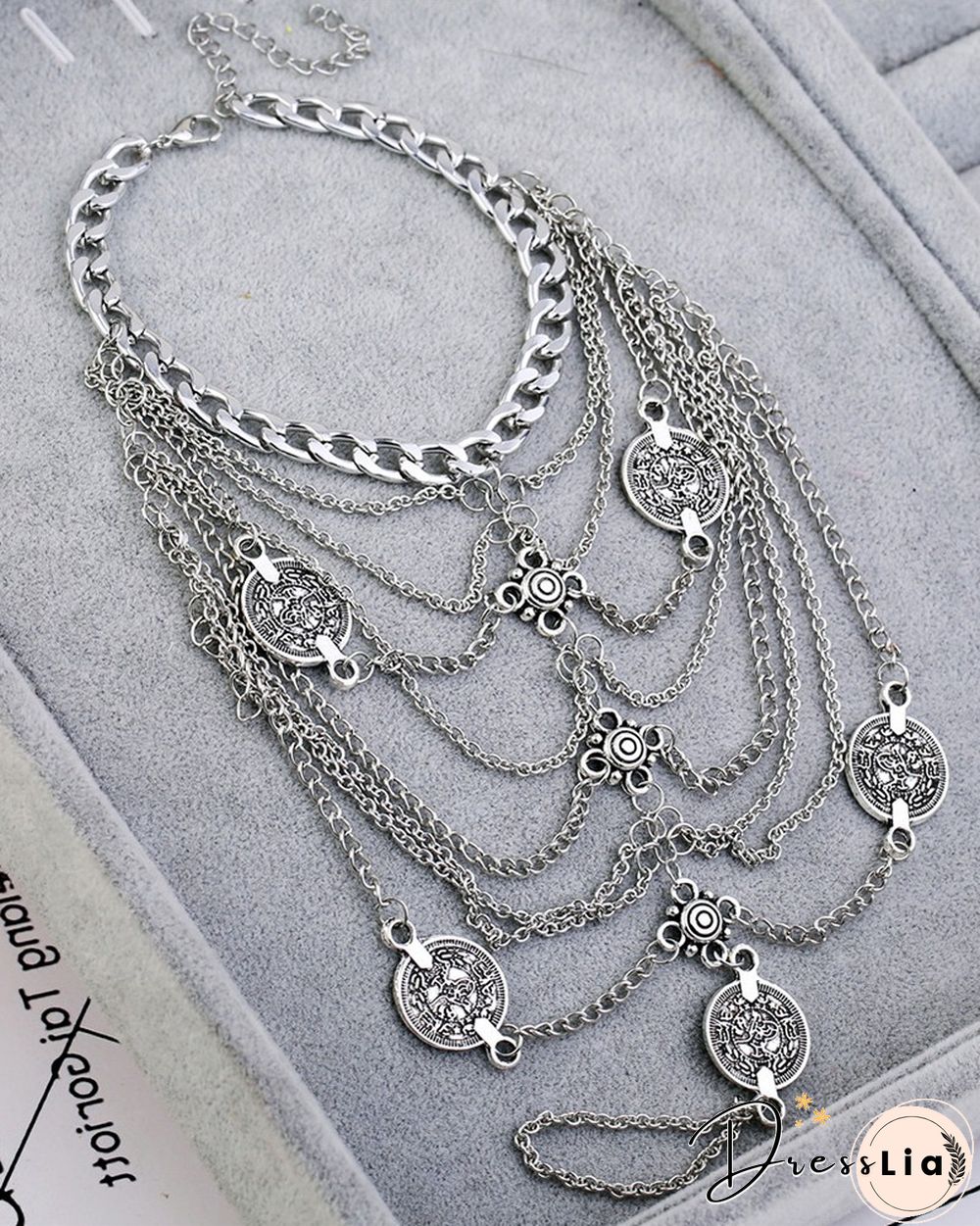1PCS Coin Pattern Layered Mittens Chain Anklet