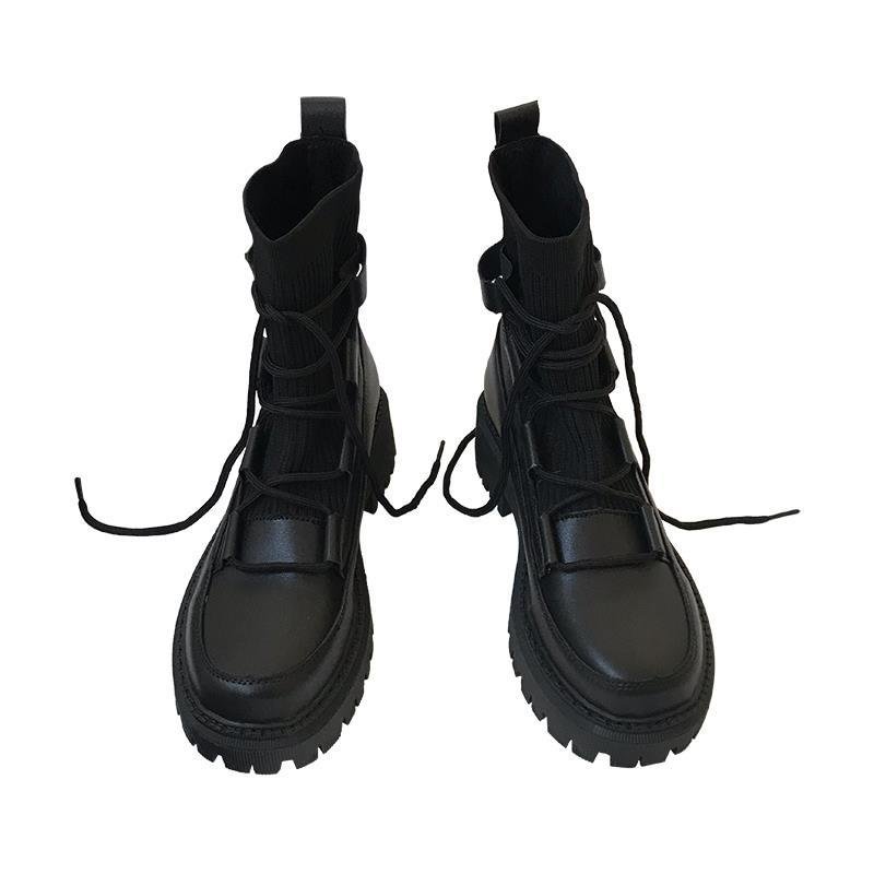 Martin boots woman 2021 new ladies casual stretch fabric socks boots fashion Cross-tied women shoes platform boots gothic women