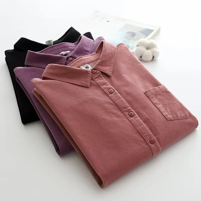 Athvotar Athvotar Women's Lint-Tuff Long-Sleeved Shirt Women's Cotton Comfortable Solid Shirt Women's Clothing In Autumn 2025