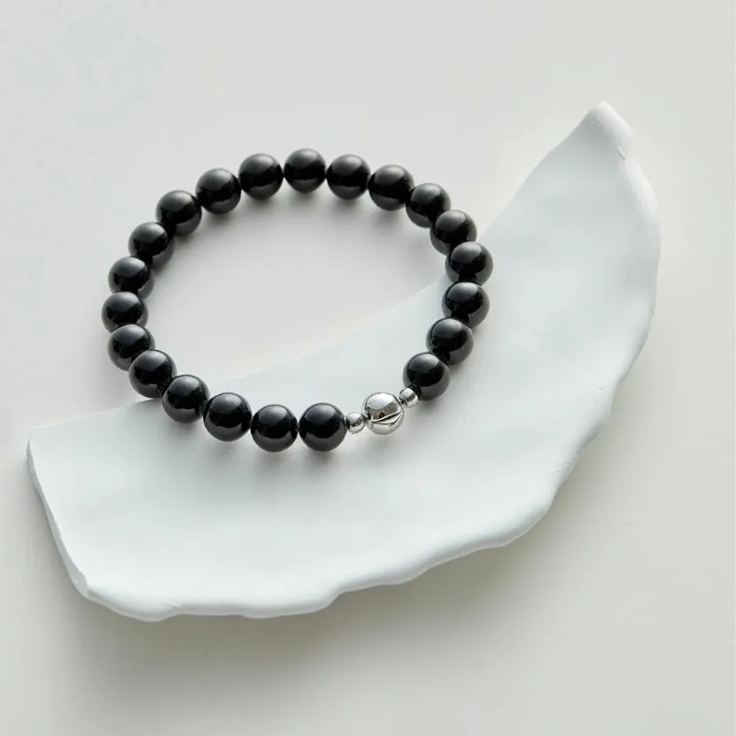Black Obsidian &mdash; Magnetic Clasp Bracelet (8mm)
