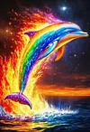 Luxury AB Velvet Diamond Painting Kit - Flaming Dolphin