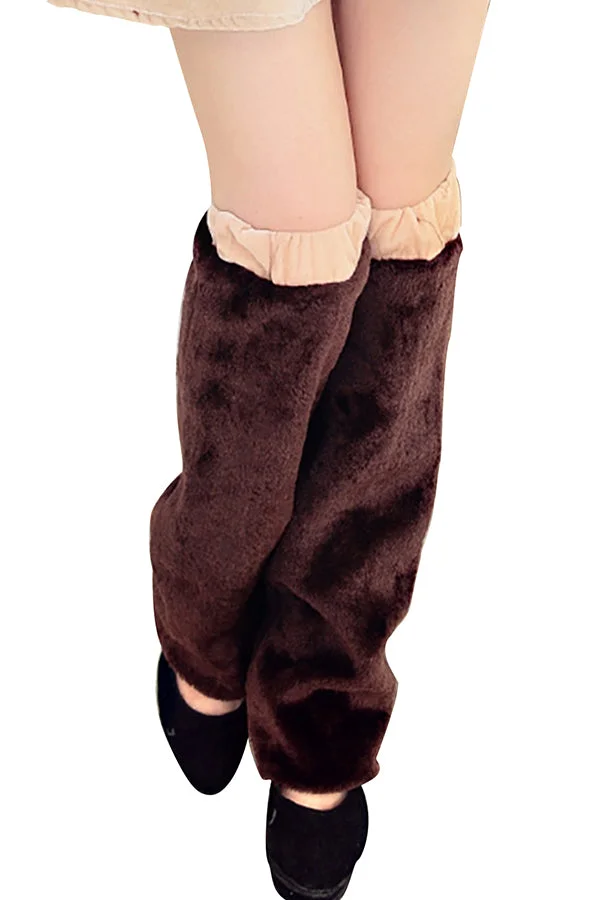 Adult Faux Fur Boot Covers Christmas Leg Warmers Coffee-elleschic