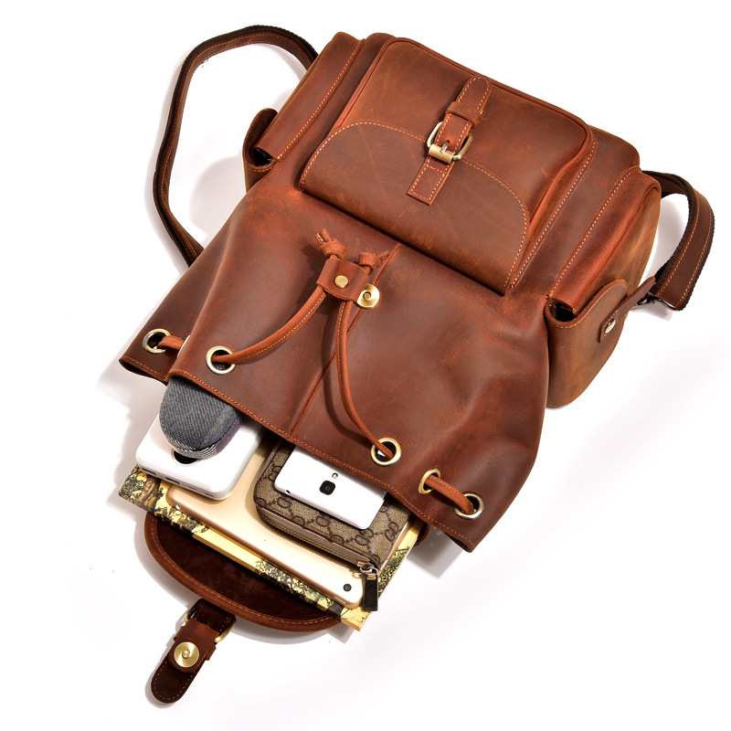 Handmade World Brown Vintage Leather Backpack Laptop Messenger Bag Rucksack Sling for Men Women