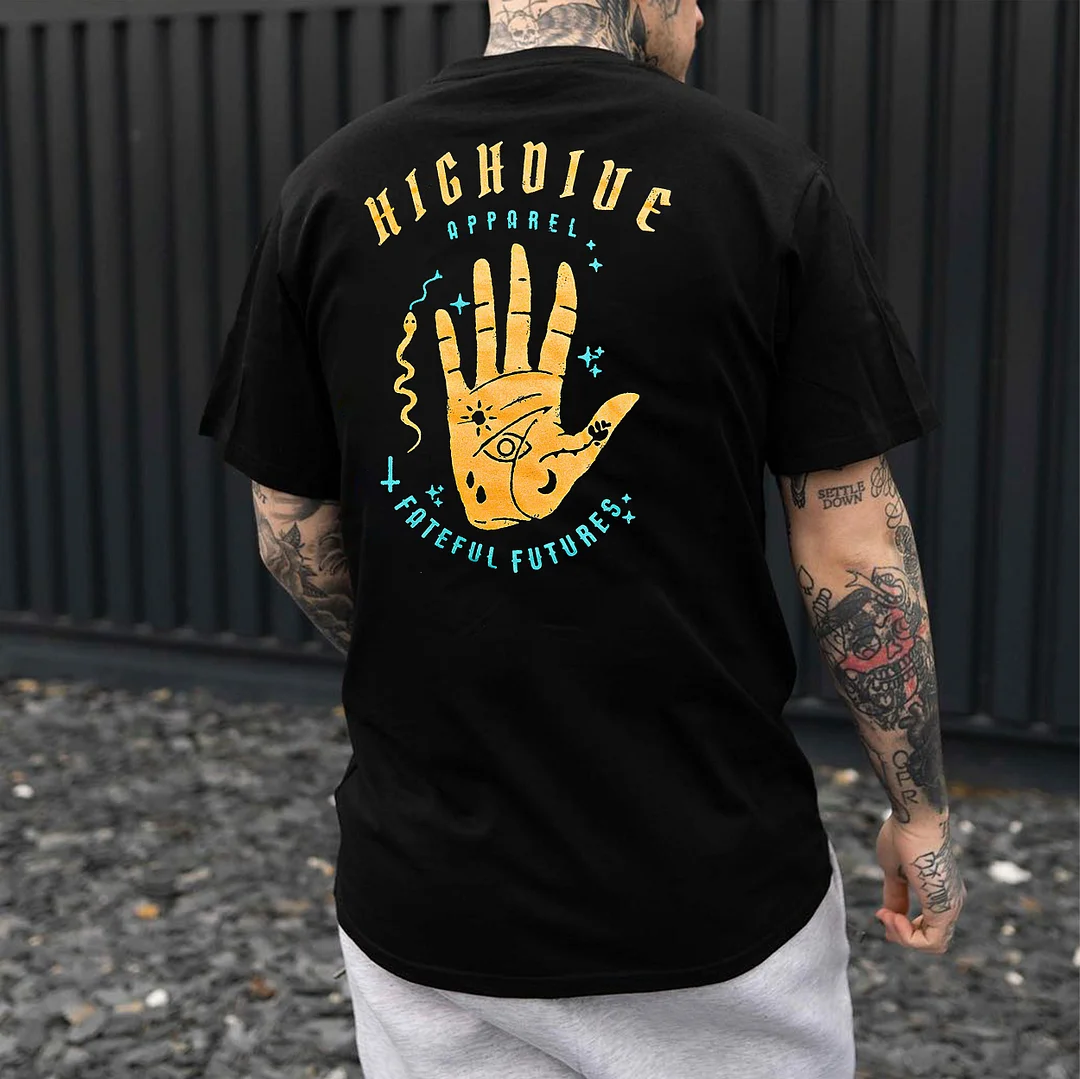 HIGH DIVE FATEFUL FUTURES Hands Black Print T-shirt