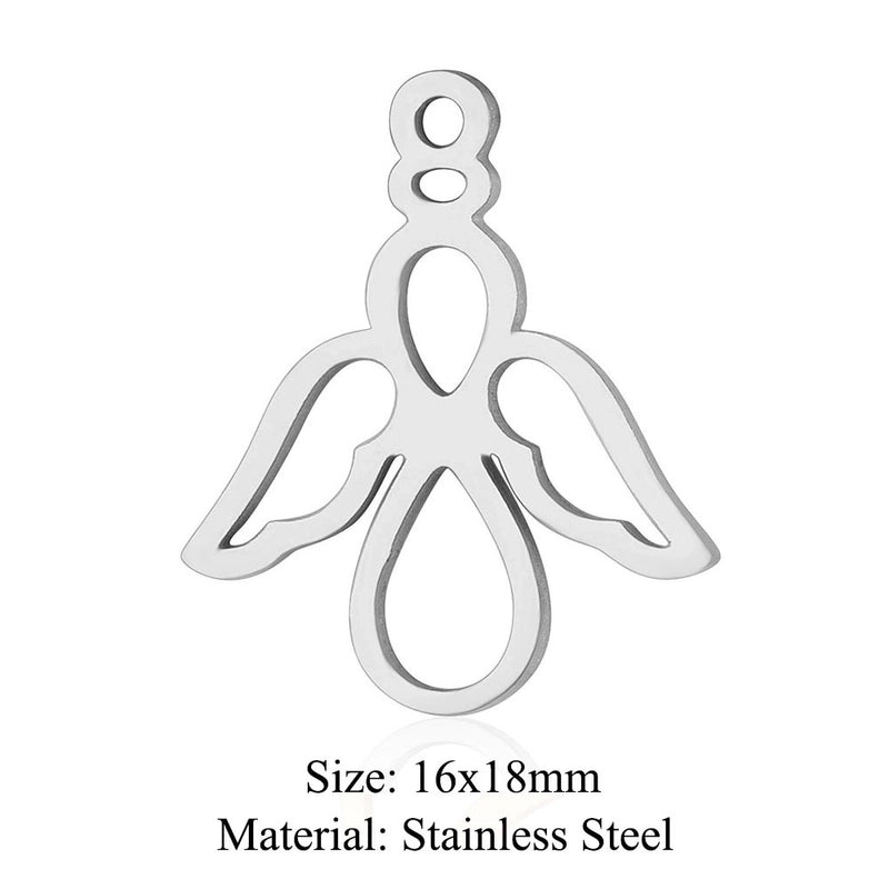 5 Pieces Stainless Steel 18K Gold Plated Angel Wings