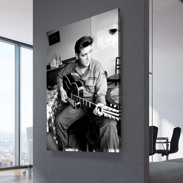 Elvis Presley Play Guitar Canvas Wall Art