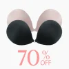 Adhesive Push Up Bra for Women, Sticky Backless Strapless with Nipple Covers, Reusable