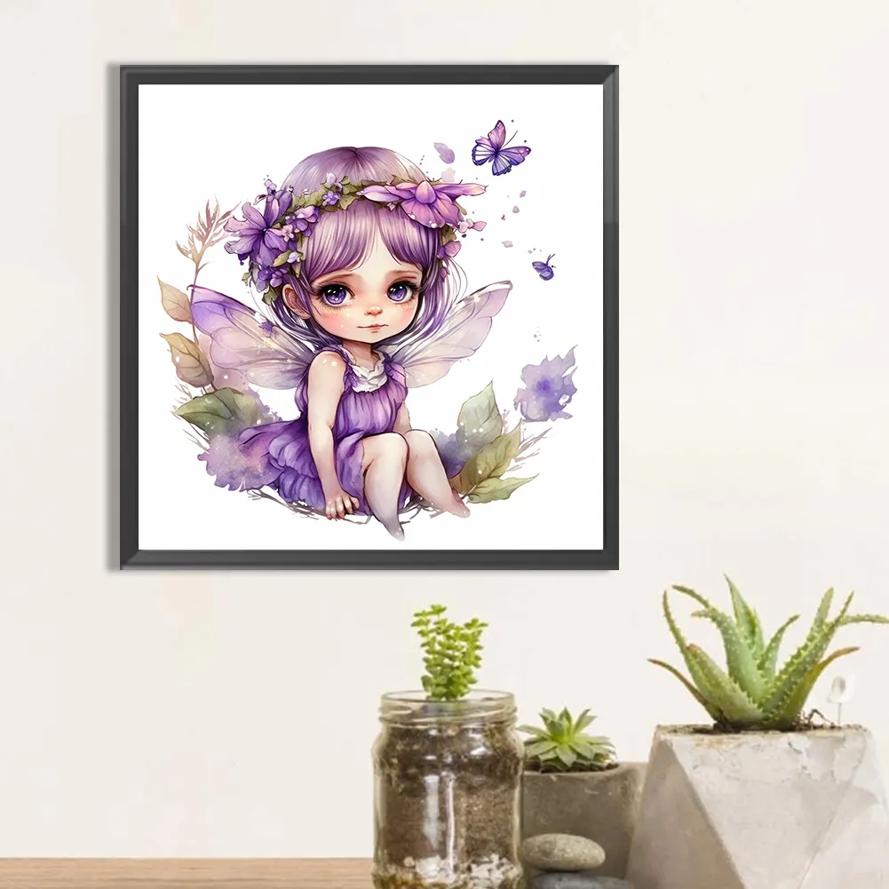 Full Round Diamond Painting 30*30cm - Purple Fairy