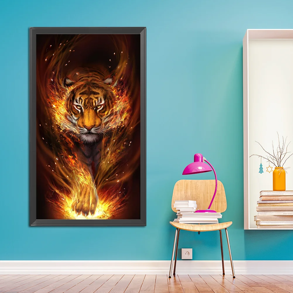 Diamond Painting - Full Round Drill - Fire Tiger(40*80cm)