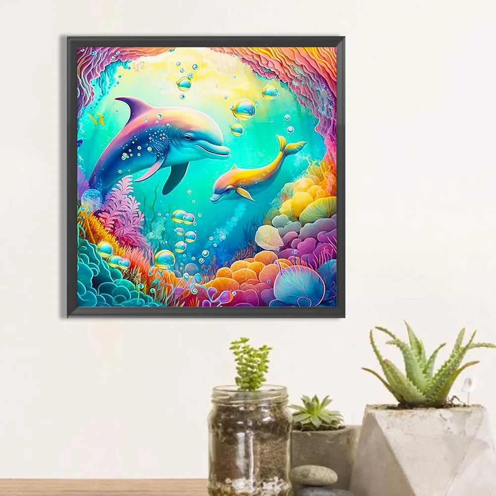 Diamond Painting - Full Round Drill - Dolphin(Canvas|30*30cm)