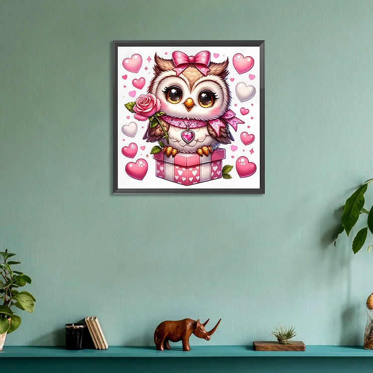 Diamond Painting - Full Round - Valentine Love Owl(30*30cm)-1116029.09