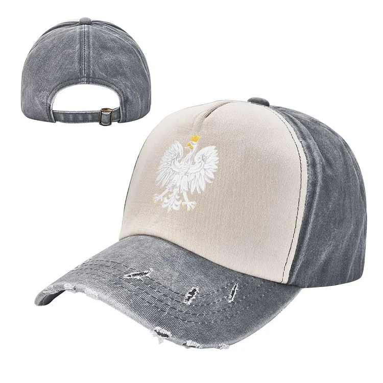 Emblem Of Poland Color Blocking Distressed Baseball Cap Dad Hats Men Women Vintage Washed Cotton Trucker Adjustable Gift
