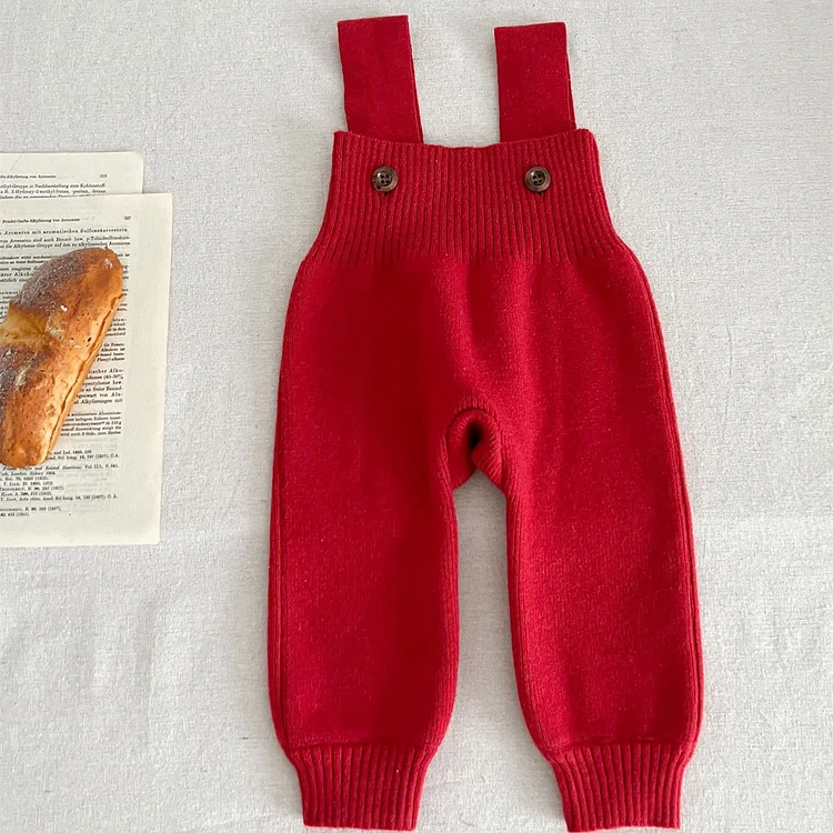  Baby Solid Color Knitted Simple Overalls