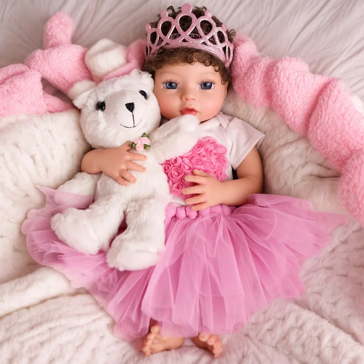 Babeside Terry 16" Silicone Baby Girl &ndash; Smiling Princess with Heart Dress & Crown &ndash; Sweetest Gift of Love