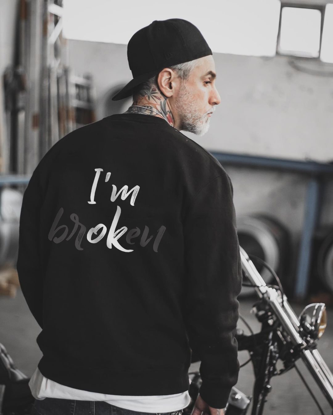 I'M OK BROKEN Print Casual Black Sweatshirt - Krazyskull