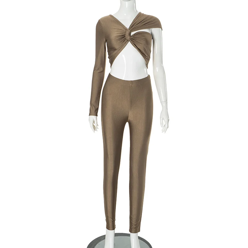 Uveng Uveng With D24ST482 New Sexy Cross-Sleeve Ultra-Sleeved Short Top Trousers Two Sets