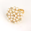 Pearl Rhinestone Flower Golden Catering Napkin Ring