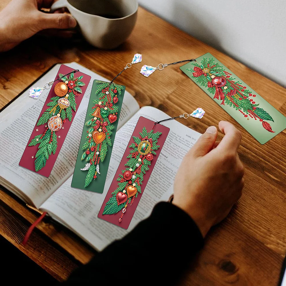 Christmas Tree A5 Size Diamond Painting Notebook Set with 4Pcs Bookmark Gift
