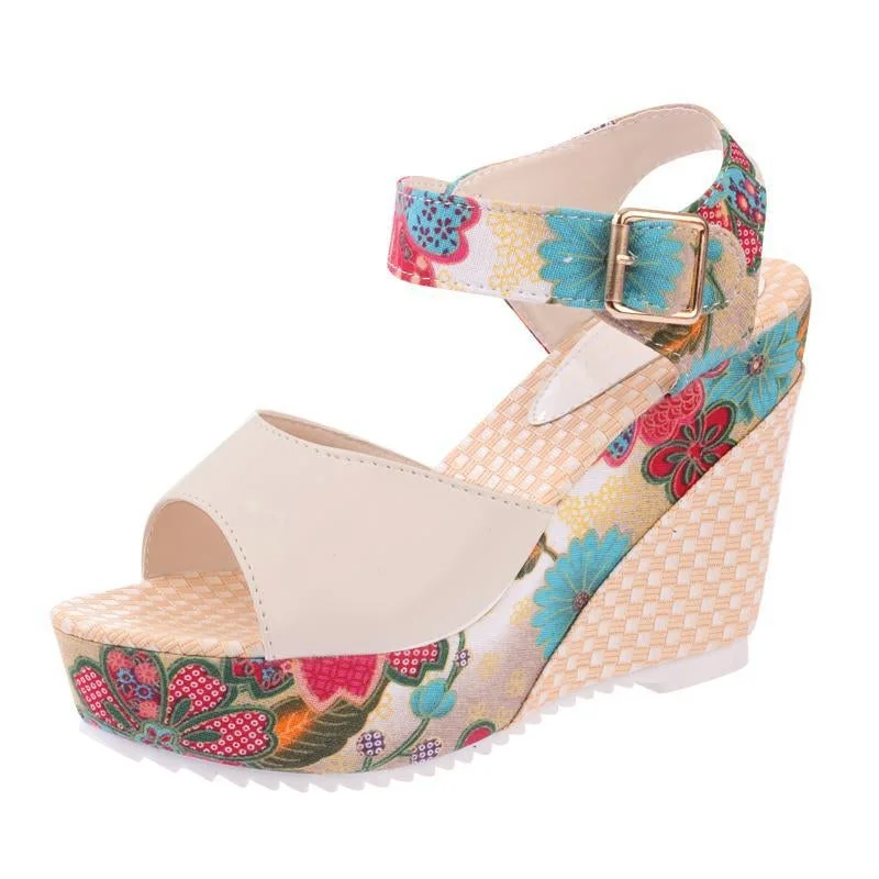 Women Sandals Summer Platform Wedges Casual Shoes Woman Floral Super High Heels Open Toe Slides Slippers Sandalias Zapatos Mujer