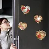6Pcs Diamond Painting Flowers Hearts Fridge Magnet for DIY Art Crafts
