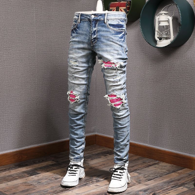 Muyuhe Men’s Slim-Fit Jeans – Trendy Ripped Leggings for Classy Outfits  