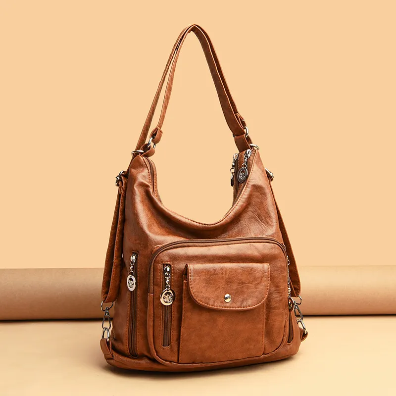 Large Multi-Use Soft Leather Single Shoulder Crossbody Bag