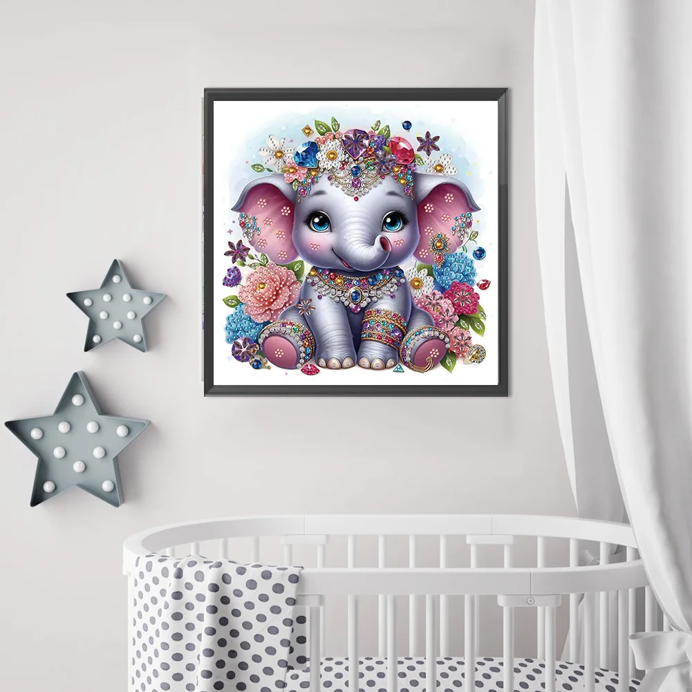 Diamond Painting - Partial Special Shaped Drill - Jewelry Elephant(Canvas|30*30cm)