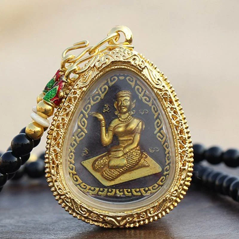 Buddha Obsidian Luck Bead Pendant Necklace