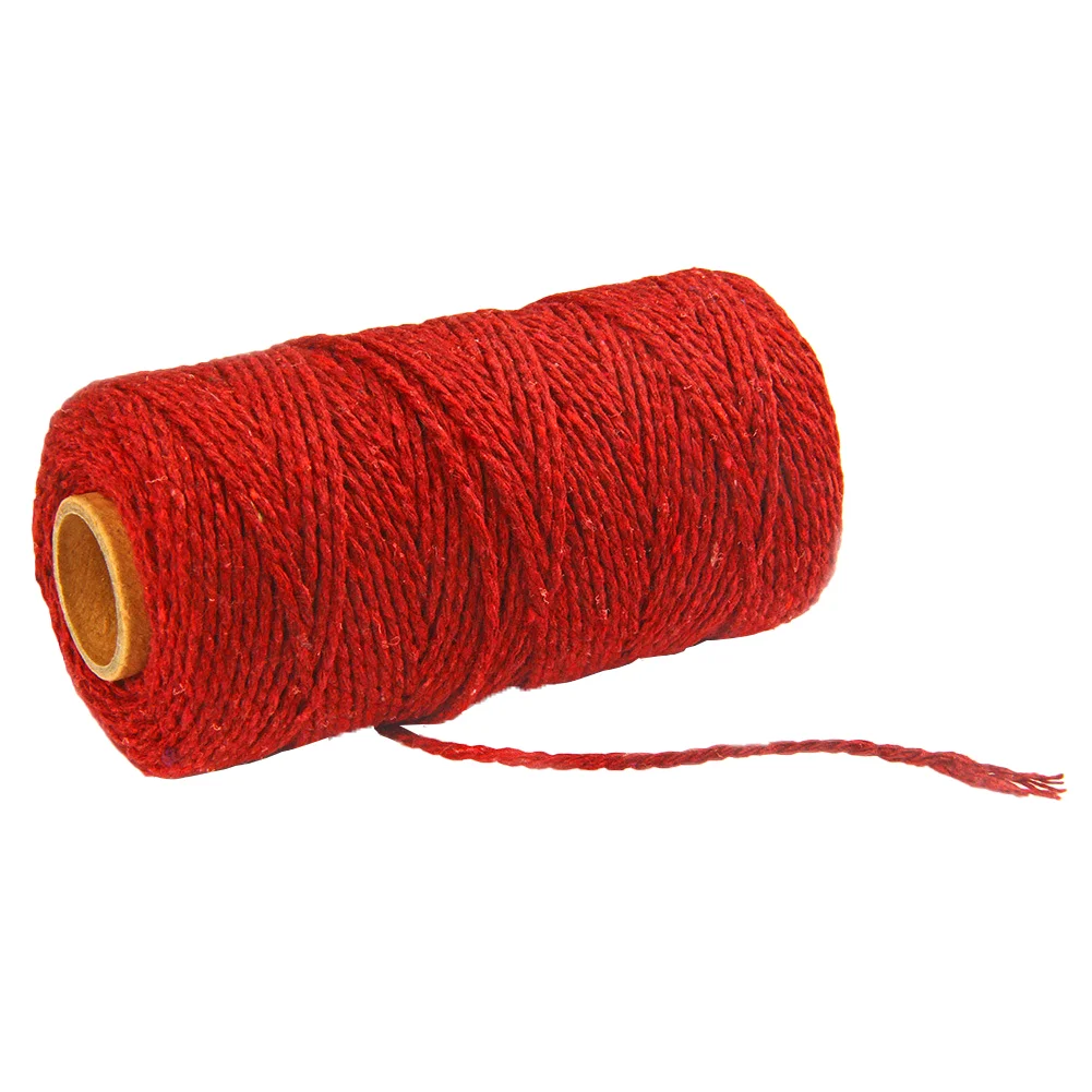 Cuerda de algodón colorido cuerda retorcida tapiz de pared cordón artesanal (rojo vino)