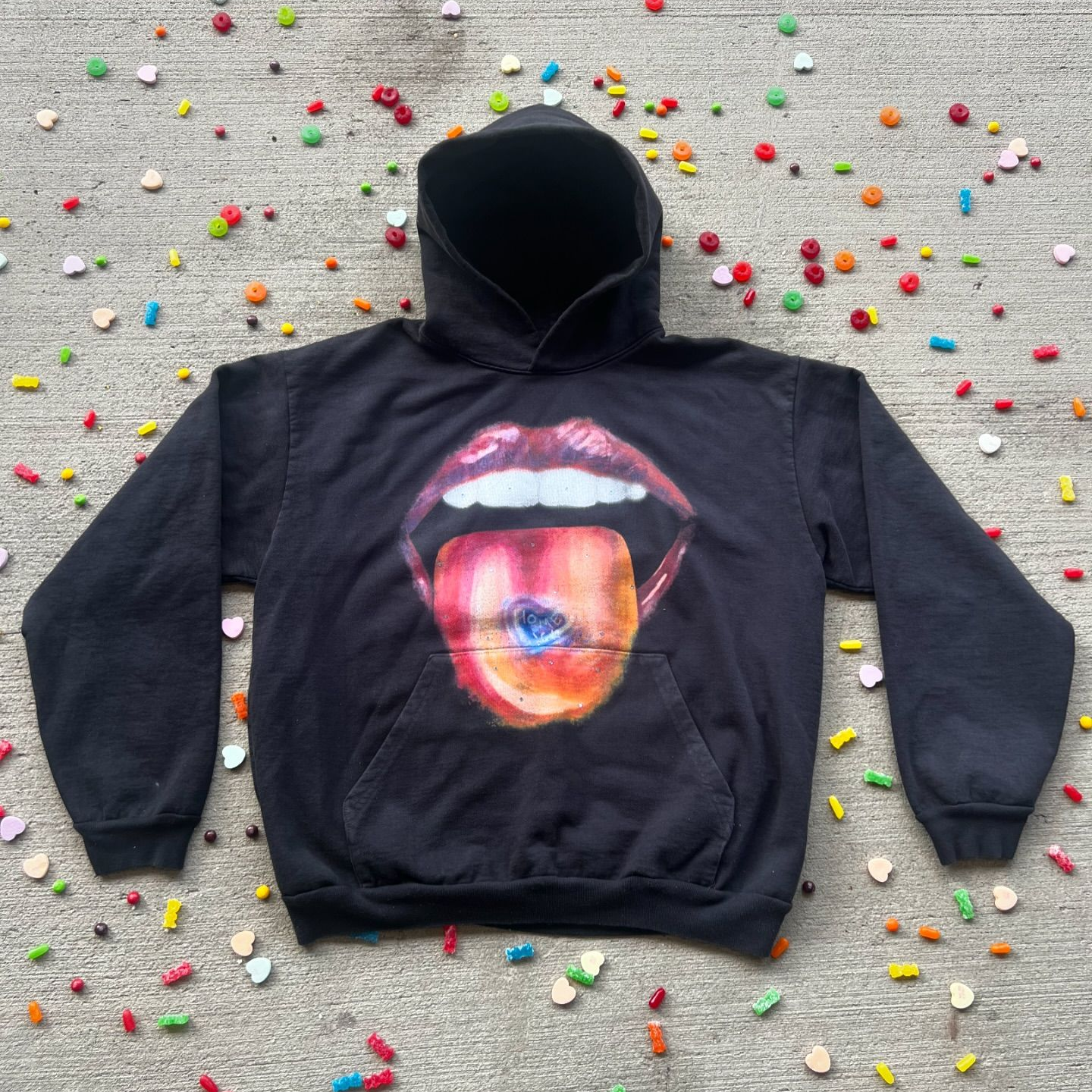 Sopula Vintage Fashion Lips Print Pattern Hooded Sweatshirt - SOPULA