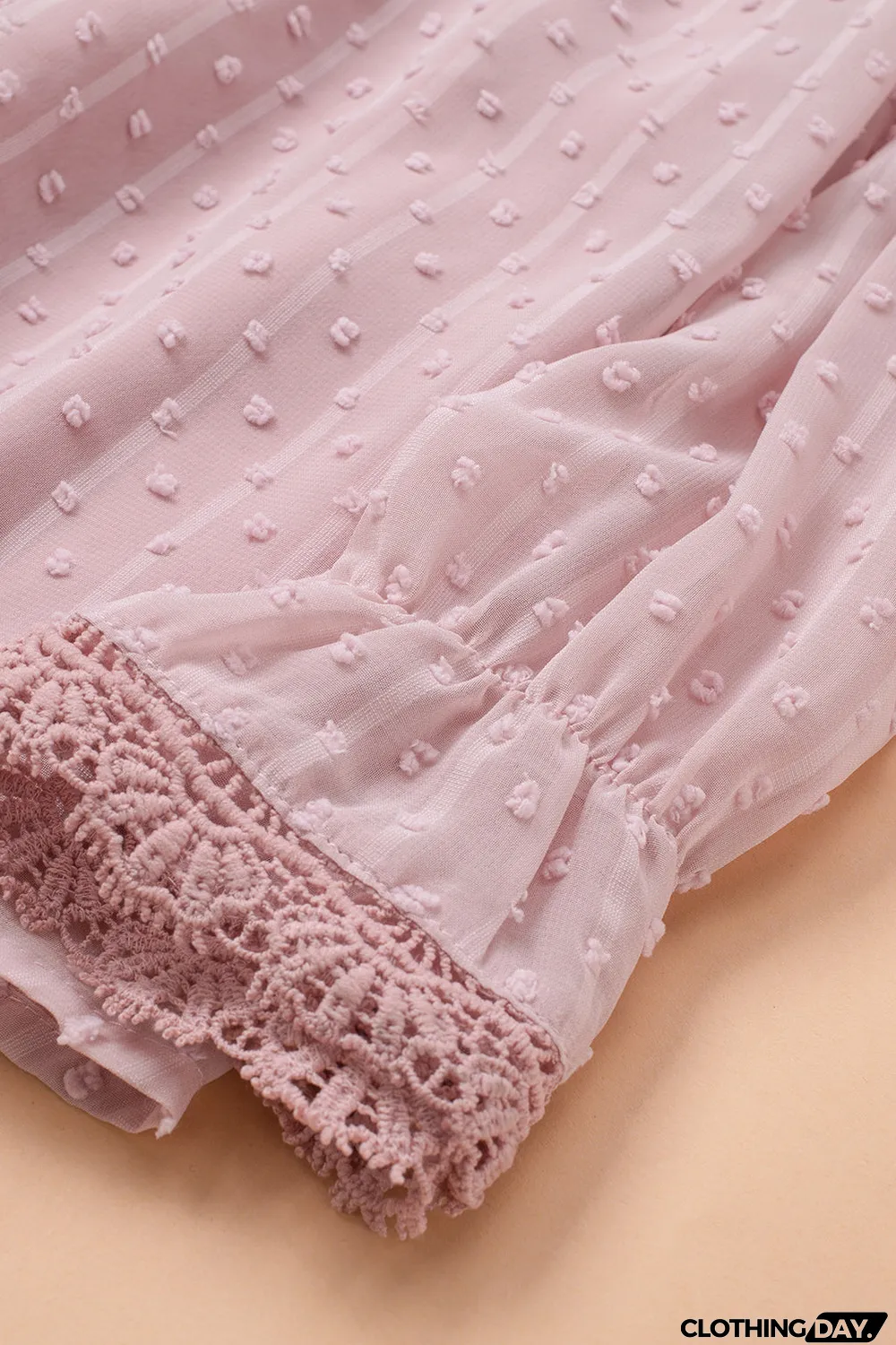 Elegant V-Neck Swiss Dot Lace Blouse