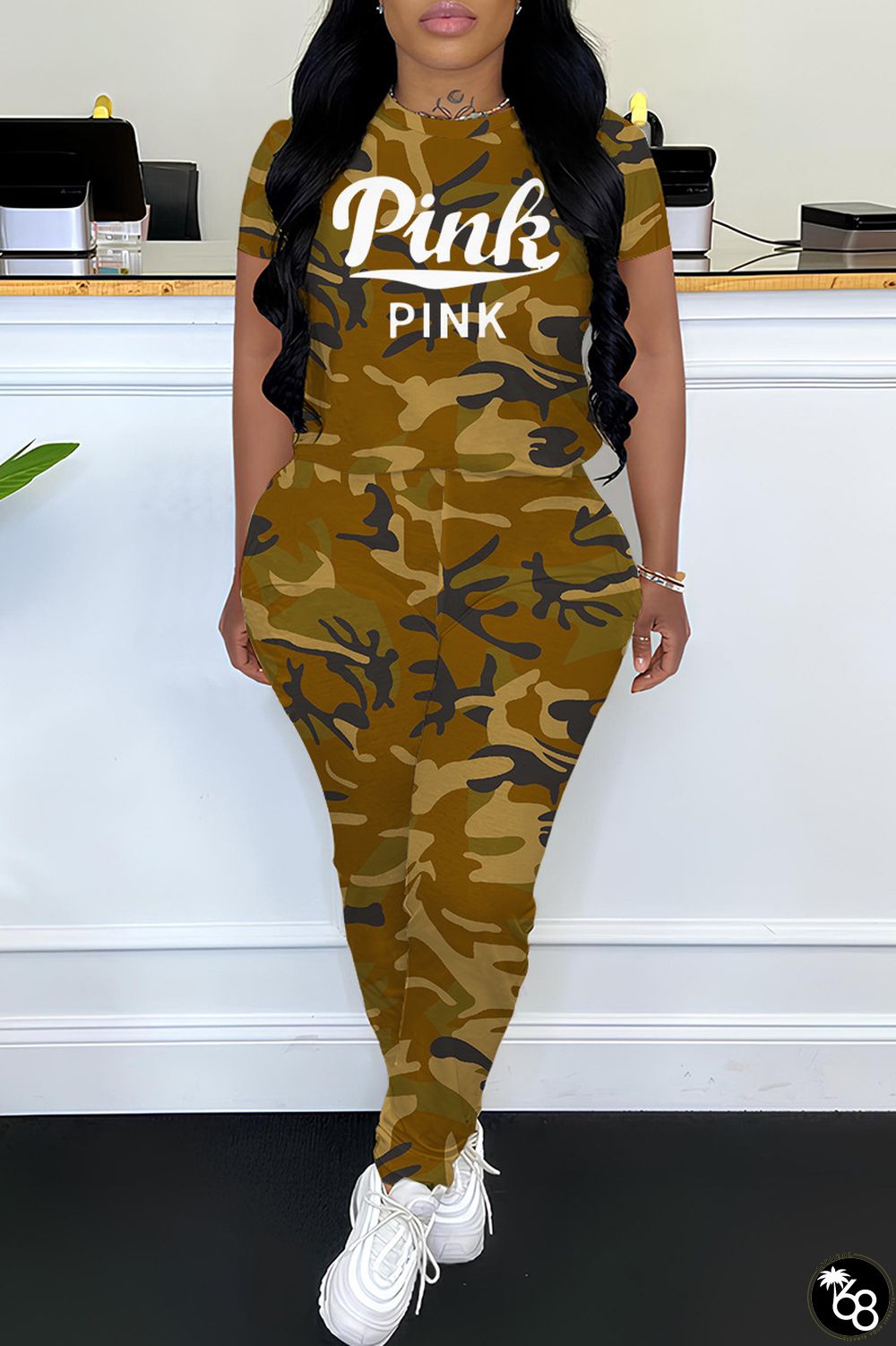 Casual Print Basic O Neck Short Sleeve Two Pieces | 168DEAL