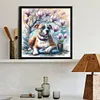 5D DIY Full Round Drill Diamond Painting Magnolia Bulldog Kit Home Decor 40x40cm
