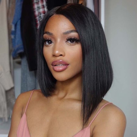 WEQUEEN 12 inches Fashion Asymmetrical Blunt Bob 13x4 Transparent Lace Front For Black Women
